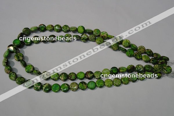 CDE936 15.5 inches 10mm flat round dyed sea sediment jasper beads