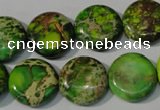 CDE937 15.5 inches 16mm flat round dyed sea sediment jasper beads