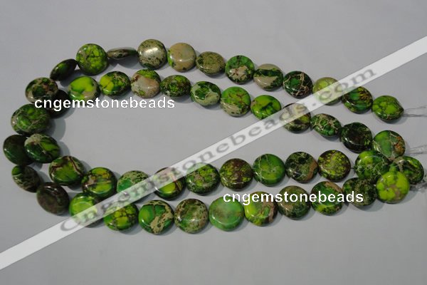 CDE937 15.5 inches 16mm flat round dyed sea sediment jasper beads