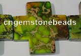 CDE954 15.5 inches 45*45mm cross dyed sea sediment jasper beads