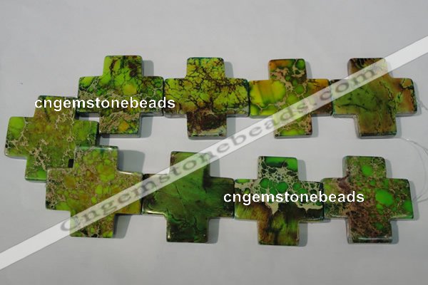 CDE954 15.5 inches 45*45mm cross dyed sea sediment jasper beads