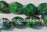 CDE964 15.5 inches 14*17mm faceted nuggets dyed sea sediment jasper beads