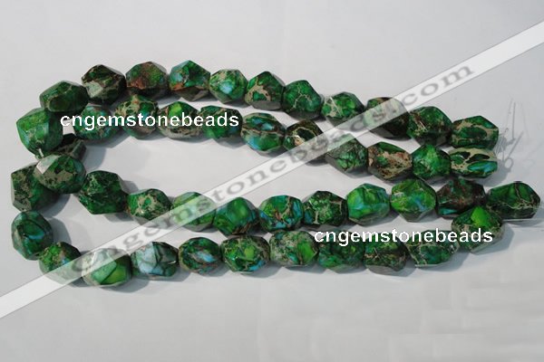 CDE964 15.5 inches 14*17mm faceted nuggets dyed sea sediment jasper beads