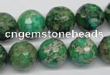 CDE98 15.5 inches 14mm faceted round dyed sea sediment jasper beads