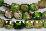 CDI120 15.5 inches 10*10mm square dyed imperial jasper beads