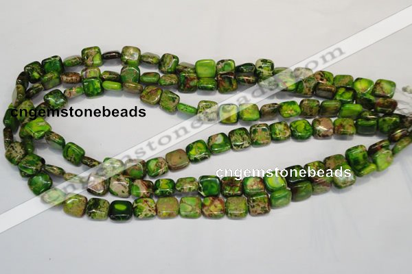 CDI120 15.5 inches 10*10mm square dyed imperial jasper beads