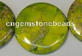 CDI129 15.5 inches 44mm flat round dyed imperial jasper beads