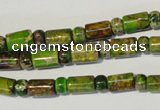 CDI142 15.5 inches 3*6mm rondelle & 6*9mm tube dyed imperial jasper beads