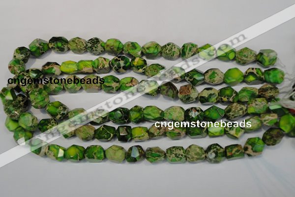 CDI155 15.5 inches 10*12mm faceted nugget dyed imperial jasper beads