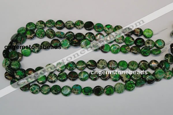 CDI170 15.5 inches 12mm flat round dyed imperial jasper beads