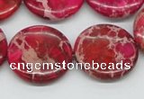 CDI18 16 inches 25mm flat round dyed imperial jasper beads wholesale