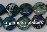CDI232 15.5 inches 16mm flat round dyed imperial jasper beads