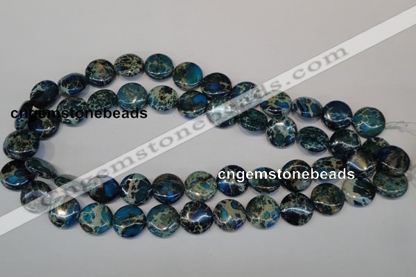 CDI232 15.5 inches 16mm flat round dyed imperial jasper beads