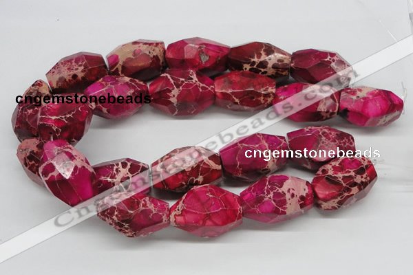 CDI28 16 inches 25*35mm faceted nuggets dyed imperial jasper beads