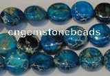 CDI305 15.5 inches 12mm flat round dyed imperial jasper beads