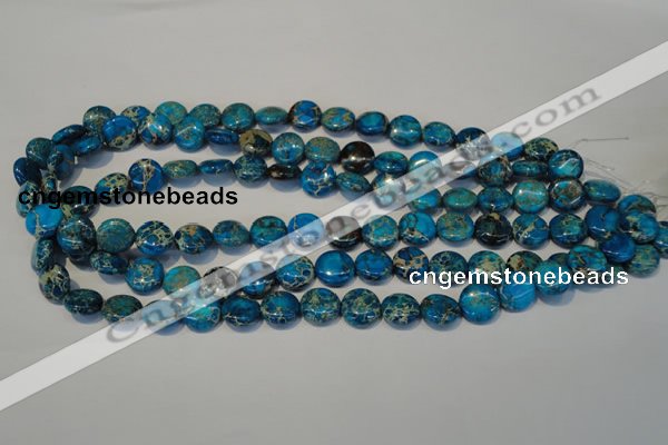 CDI305 15.5 inches 12mm flat round dyed imperial jasper beads