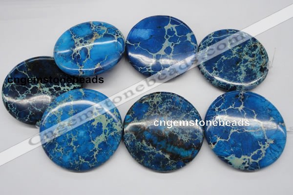 CDI312 15.5 inches 55mm flat round dyed imperial jasper beads