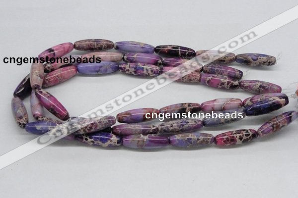 CDI33 16 inches 10*30mm rice dyed imperial jasper beads wholesale