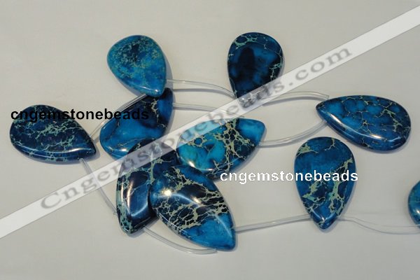 CDI345 Top-drilled 30*50mm flat teardrop dyed imperial jasper beads