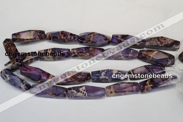 CDI386 15.5 inches 12*40mm faceted rice dyed imperial jasper beads