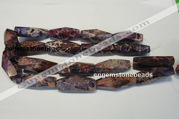 CDI388 15.5 inches 14*44mm faceted rice dyed imperial jasper beads