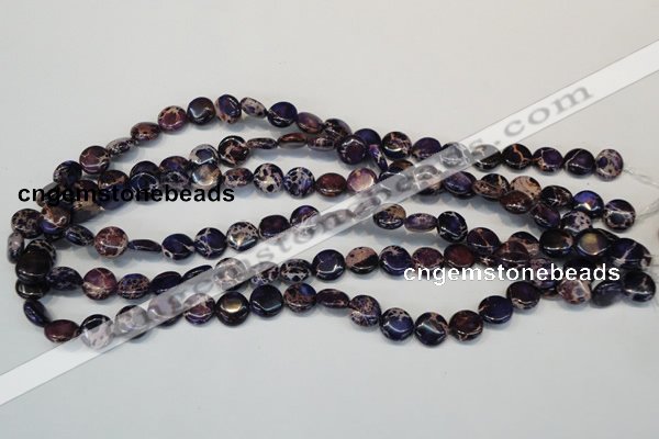 CDI397 15.5 inches 10mm flat round dyed imperial jasper beads