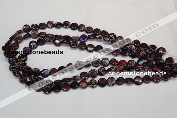 CDI405 15.5 inches 10mm flat round dyed imperial jasper beads