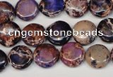 CDI406 15.5 inches 12mm flat round dyed imperial jasper beads