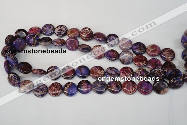 CDI408 15.5 inches 16mm flat round dyed imperial jasper beads