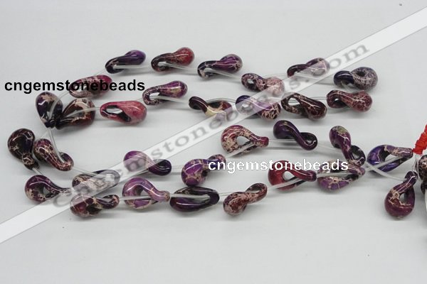 CDI42 16 inches 15*24mm petal shaped dyed imperial jasper beads