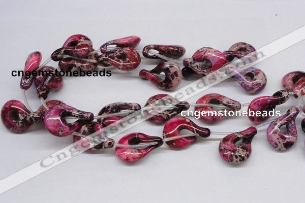 CDI43 16 inches 22*35mm petal shaped dyed imperial jasper beads