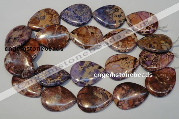 CDI461 15.5 inches 30*40mm flat teardrop dyed imperial jasper beads