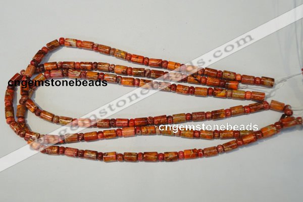 CDI505 15.5 inches 3*6mm rondelle & 6*9mm tube dyed imperial jasper beads