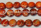 CDI516 15.5 inches 10mm flat round dyed imperial jasper beads