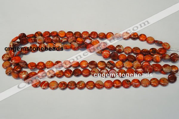 CDI516 15.5 inches 10mm flat round dyed imperial jasper beads