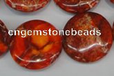 CDI522 15.5 inches 25mm flat round dyed imperial jasper beads