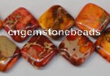 CDI545 15.5 inches 14*14mm diamond dyed imperial jasper beads