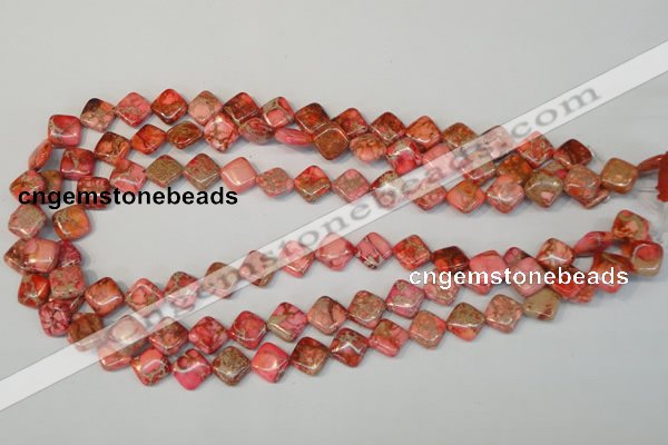 CDI568 15.5 inches 10*10mm diamond dyed imperial jasper beads