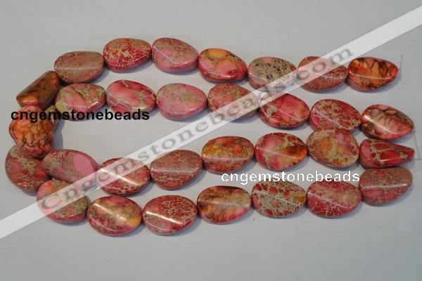 CDI575 15.5 inches 18*25mm twisted oval dyed imperial jasper beads