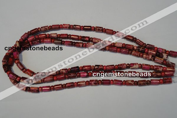 CDI597 15.5 inches 3*6mm rondelle 6*9mm tube dyed imperial jasper beads