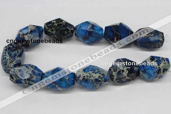 CDI65 16 inches 25*35mm faceted nuggets dyed imperial jasper beads