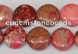 CDI655 15.5 inches 16mm flat round dyed imperial jasper beads