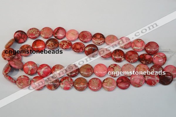 CDI655 15.5 inches 16mm flat round dyed imperial jasper beads