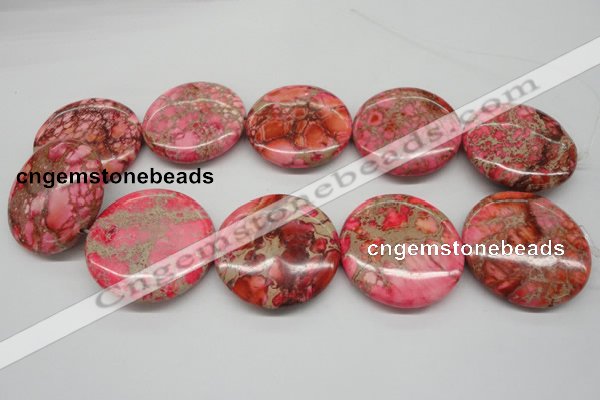 CDI661 15.5 inches 40mm flat round dyed imperial jasper beads