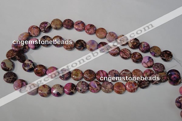 CDI706 15.5 inches 14mm flat round dyed imperial jasper beads