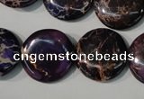 CDI707 15.5 inches 20mm flat round dyed imperial jasper beads