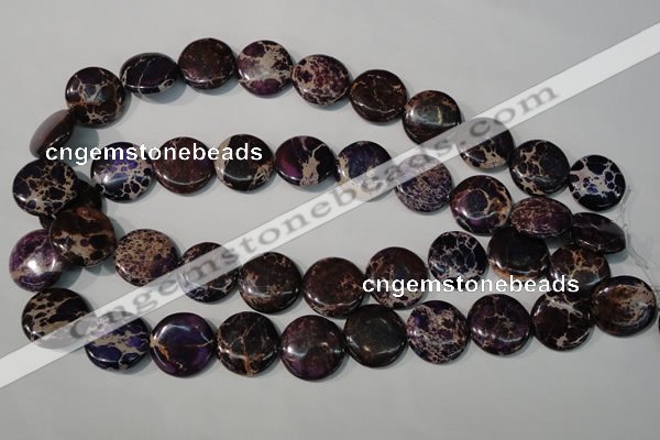 CDI707 15.5 inches 20mm flat round dyed imperial jasper beads