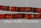 CDI733 15.5 inches 3*6mm heishi dyed imperial jasper beads