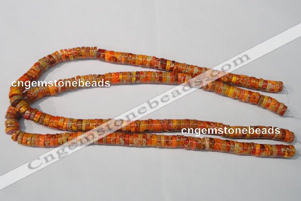 CDI734 15.5 inches 3*8mm heishi dyed imperial jasper beads
