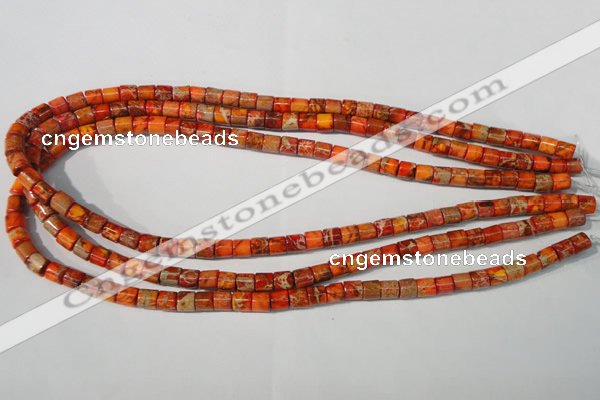 CDI735 15.5 inches 6*6mm tube dyed imperial jasper beads